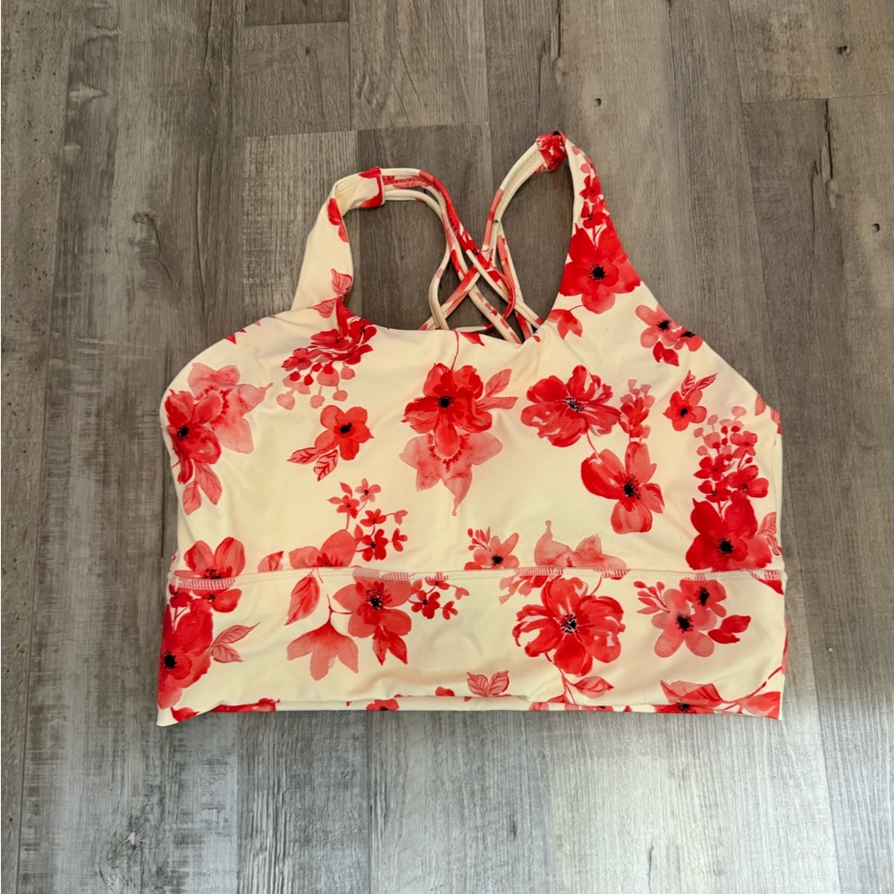 Linc Active Floral Print Women's Active Top in Red and Cream